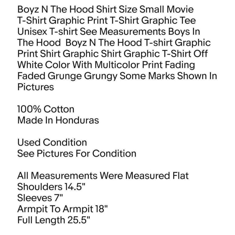 Boyz N The Hood Shirt Size Small Movie T-Shirt Graphic Print T-Shirt Graphic Tee - Picture 2 of 8